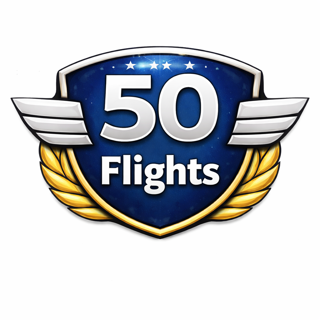 Félicitations !
Vous avez effectué 50 vols !
Continuez comme ça...
 - 
Congratulations!
You have completed 50 flights!
Keep it coming...