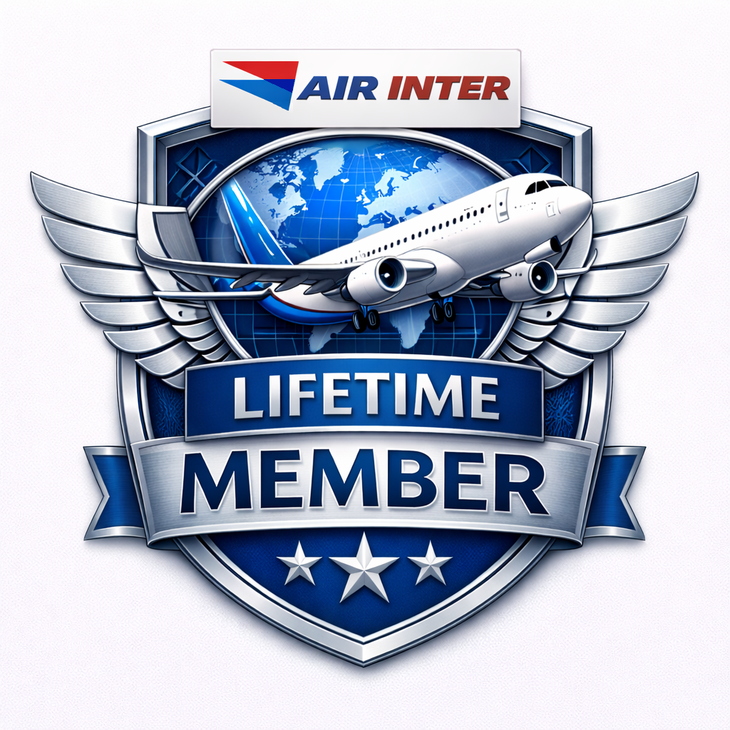 Ce titre de membre à vie est décernée en reconnaissance de l'engagement constant, du professionnalisme et de la contribution durable apportés à Air Inter VA.
 - 
This Lifetime Membership is awarded in recognition of sustained dedication, professionalism, and lasting contribution toward Air Inter VA.