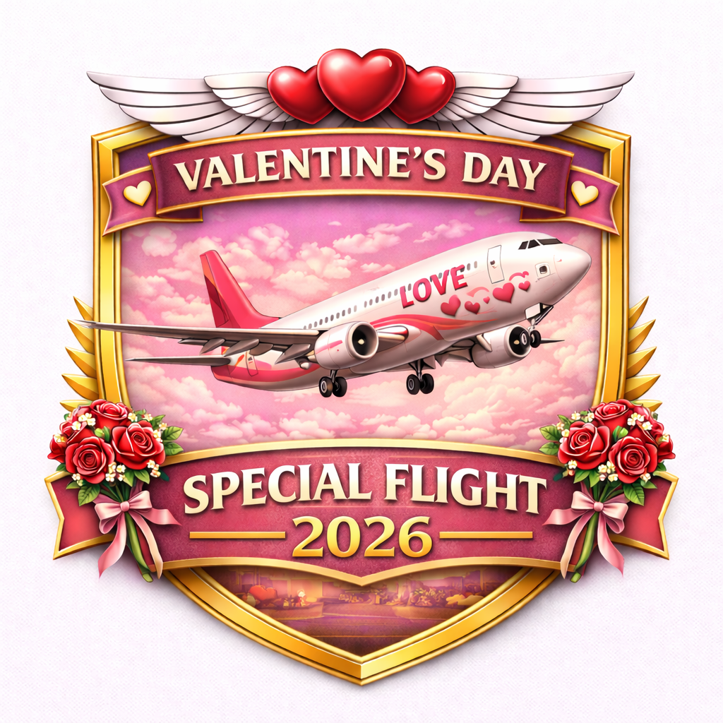 En reconnaisance pour la participation au vol charter spécial Saint Valentin 2026.

In recognition of the 2026 Valentine's Day special charter flight.